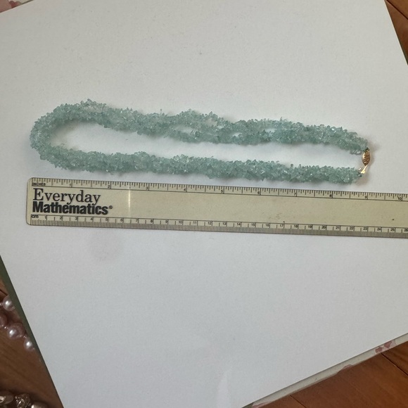 💎 3-Strand Twisted Aqua Chip Bead Necklace | 14K Gold Clasp (SFS) | ~18” | 47g - Picture 5 of 8